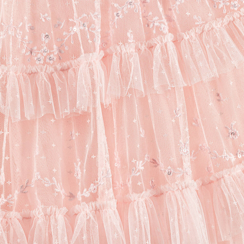 Needle & Thread-فستان تول مطرز لون زهري للبنات | Childrensalon