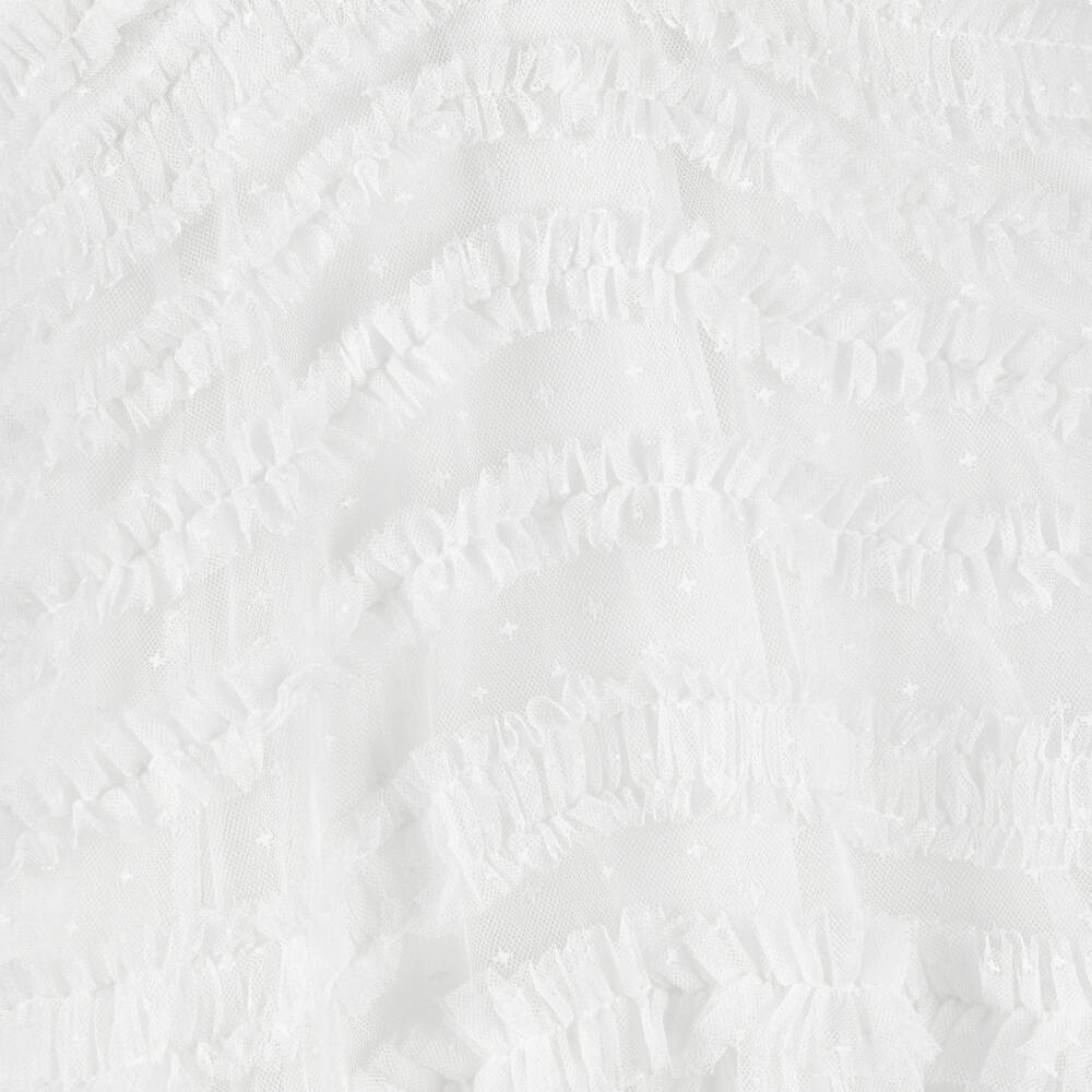 Needle & Thread-فستان تول مزين بكشكش متموج لون أبيض للبنات | Childrensalon