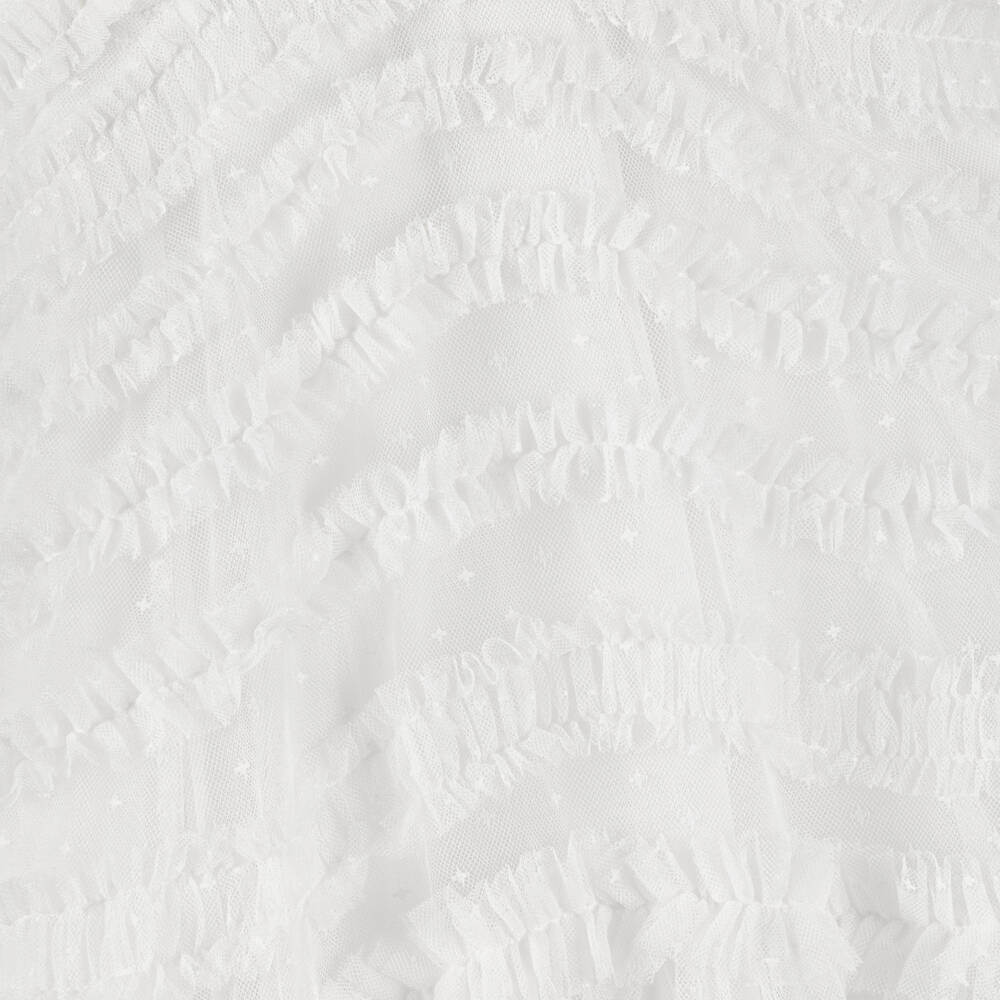 Needle & Thread-Girls White Tulle Dress with Wavy Ruffles | Childrensalon