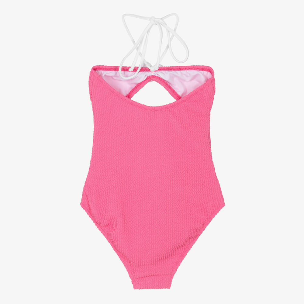 Nessi Byrd-Girls Bright Pink Cut Out Crinkle Swimsuit | Childrensalon
