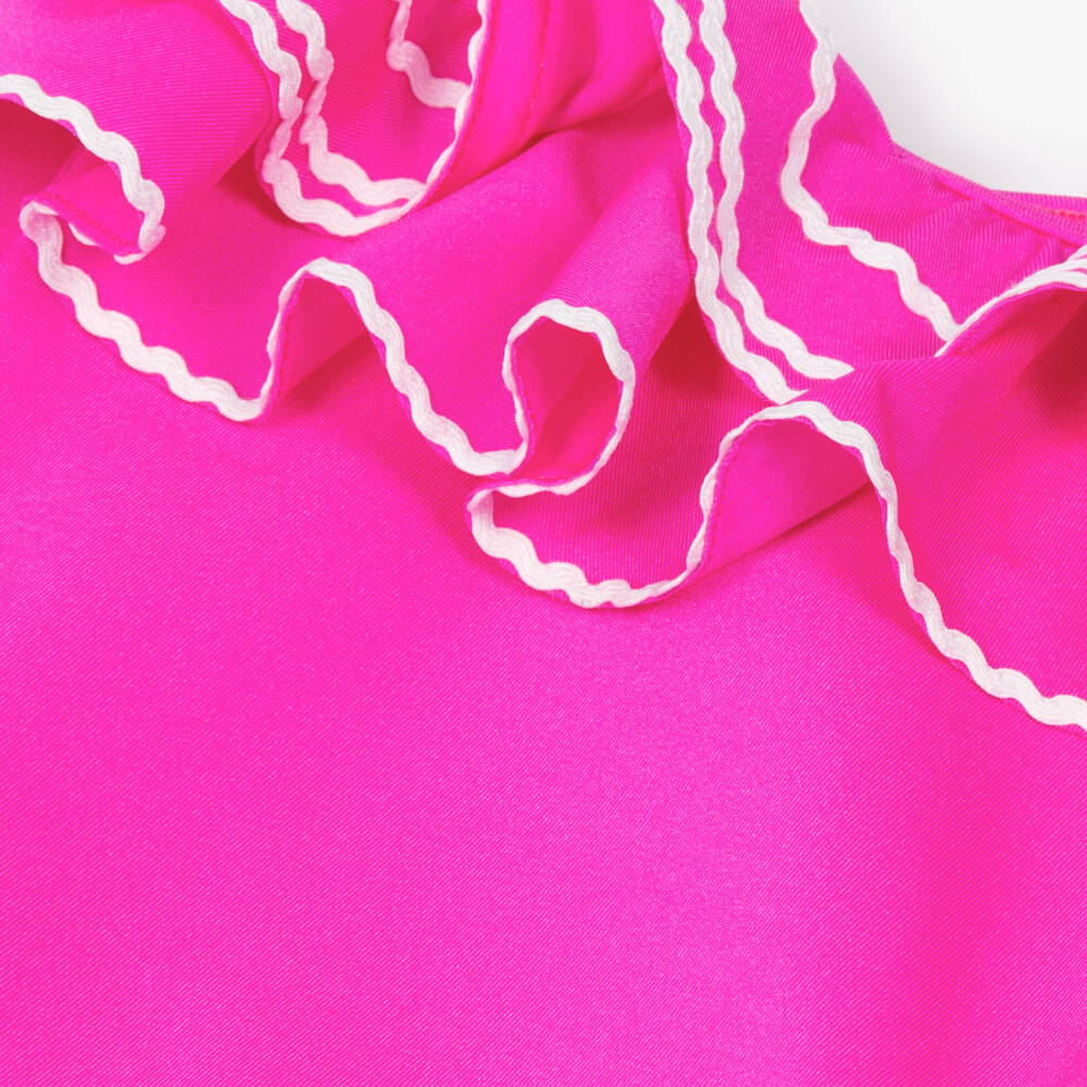 Nessi Byrd-Girls Fuchsia Pink Ruffle Swimsuit (UV50) | Childrensalon