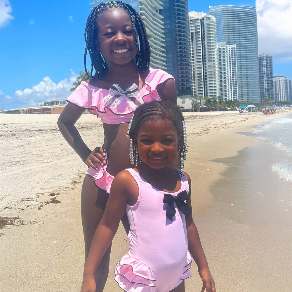 Nessi Byrd-Girls Pastel Pink Ruffle Swimsuit | Childrensalon