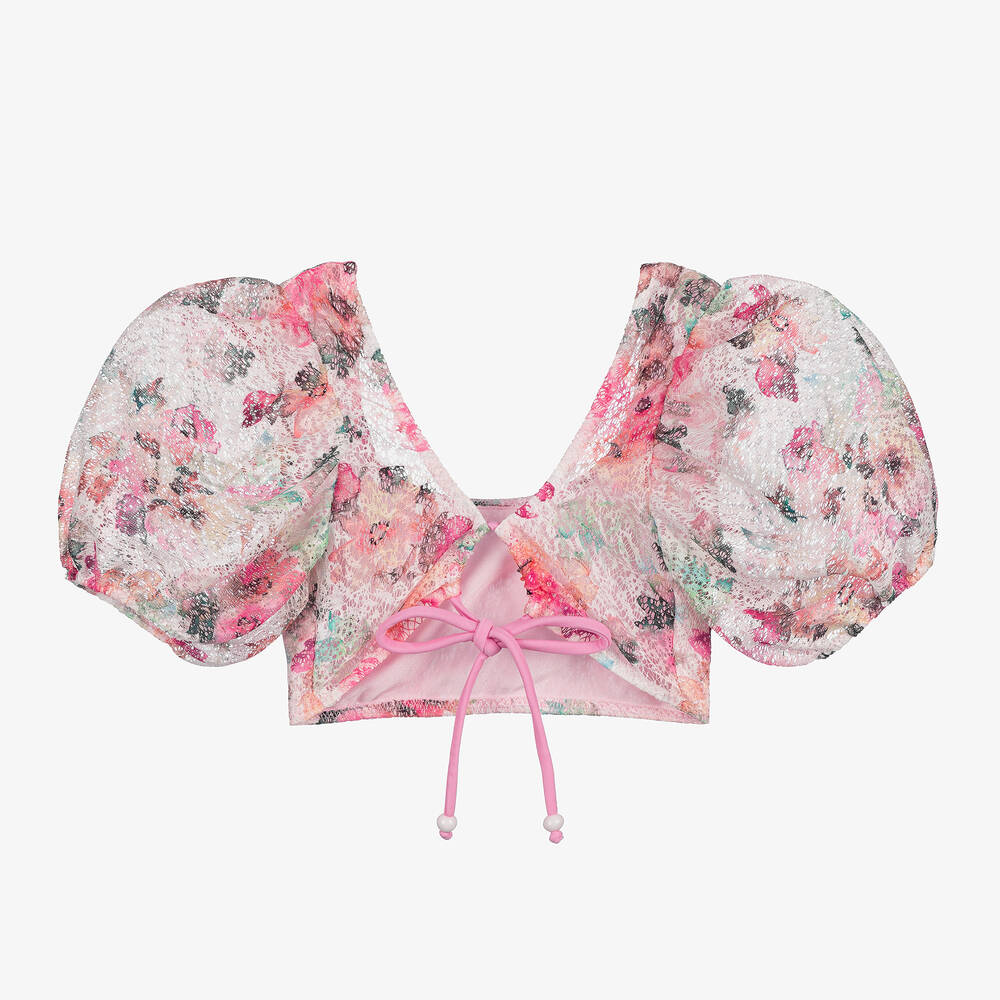 Nessi Byrd-توب كروب بطبعة ورود لون زهري للبنات (UV50) | Childrensalon