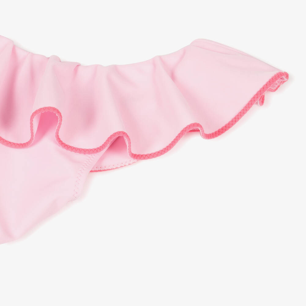 Nessi Byrd-Girls Pink One-Shoulder Swimsuit (UV50) | Childrensalon