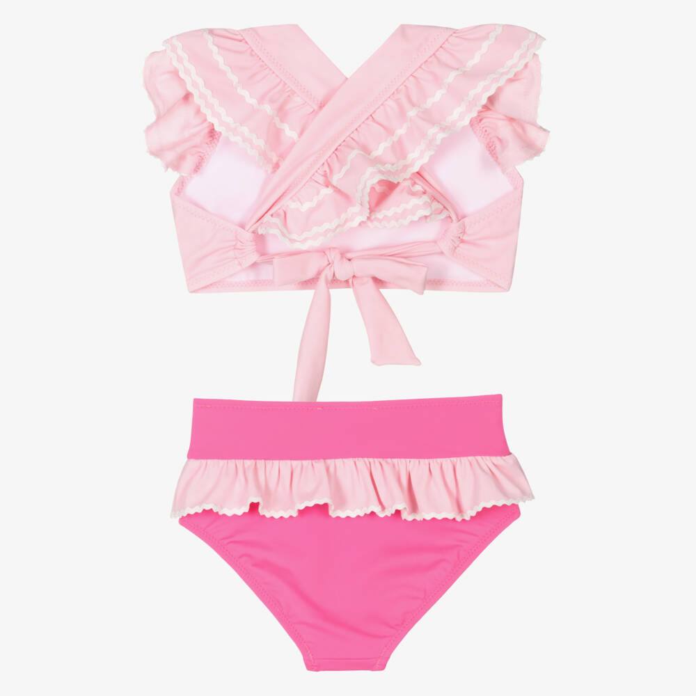 Nessi Byrd-Girls Pink Ruffle Bikini (UV50) | Childrensalon