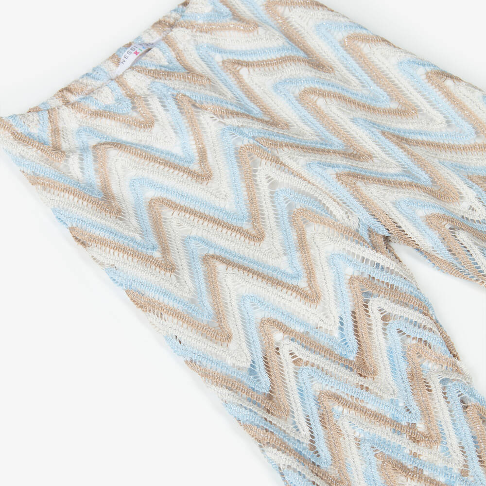 Nessi Byrd-بنطلون كروشيه للشاطئ لون أزرق وبيج للبنات | Childrensalon