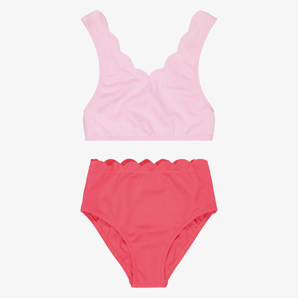Nessi Byrd-Girls Tonal Pink Scalloped Bikini (UV50) | Childrensalon