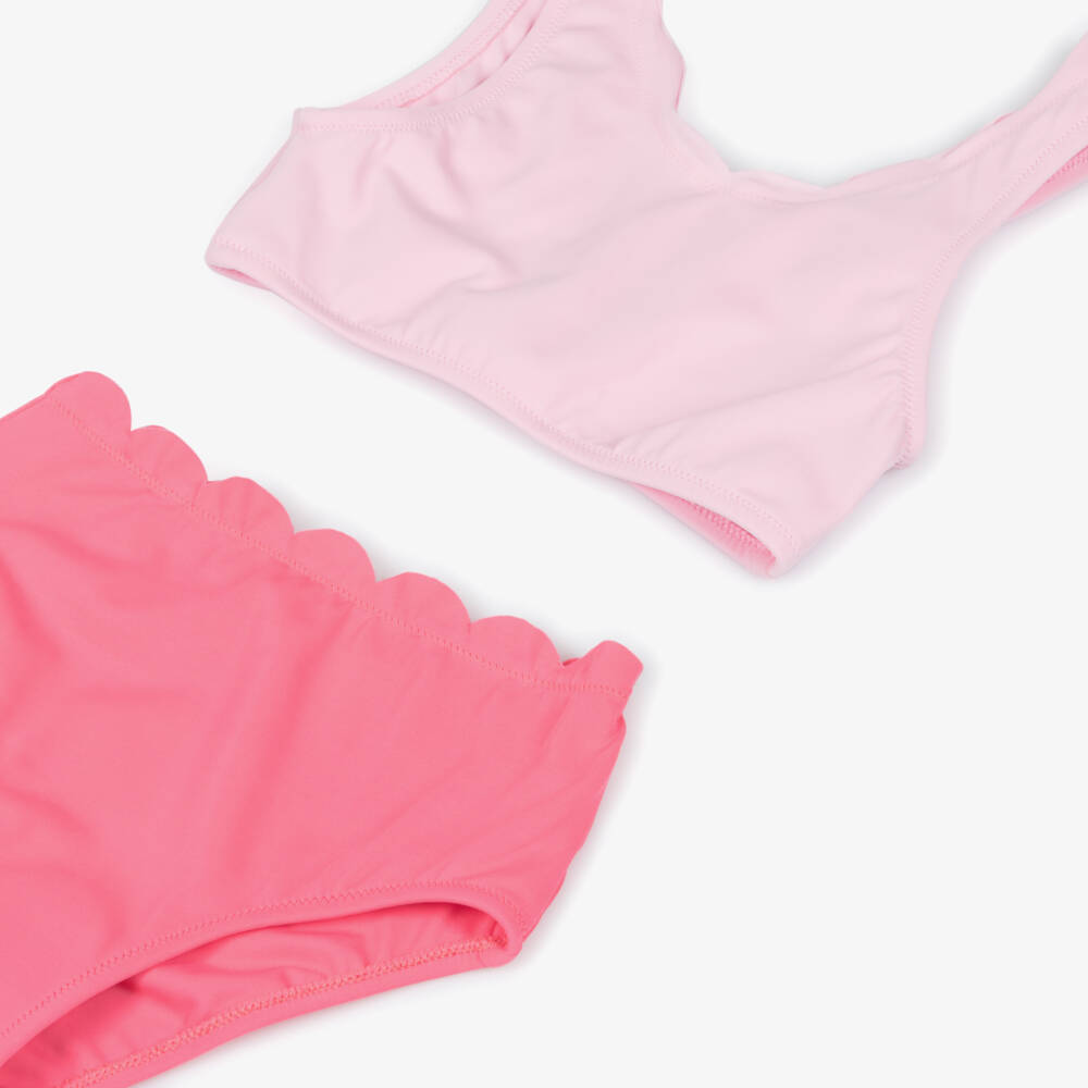 Nessi Byrd-Girls Tonal Pink Scalloped Bikini (UV50) | Childrensalon