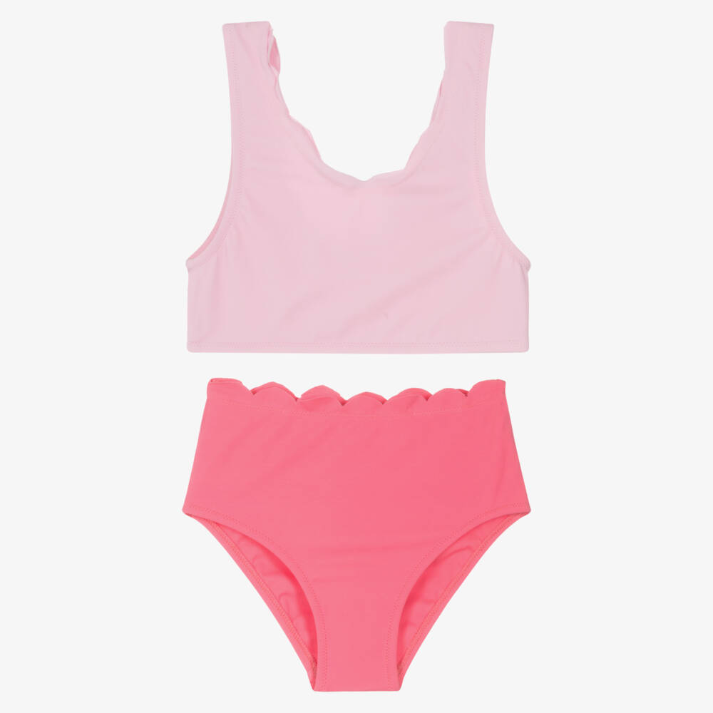 Nessi Byrd-Girls Tonal Pink Scalloped Bikini (UV50) | Childrensalon