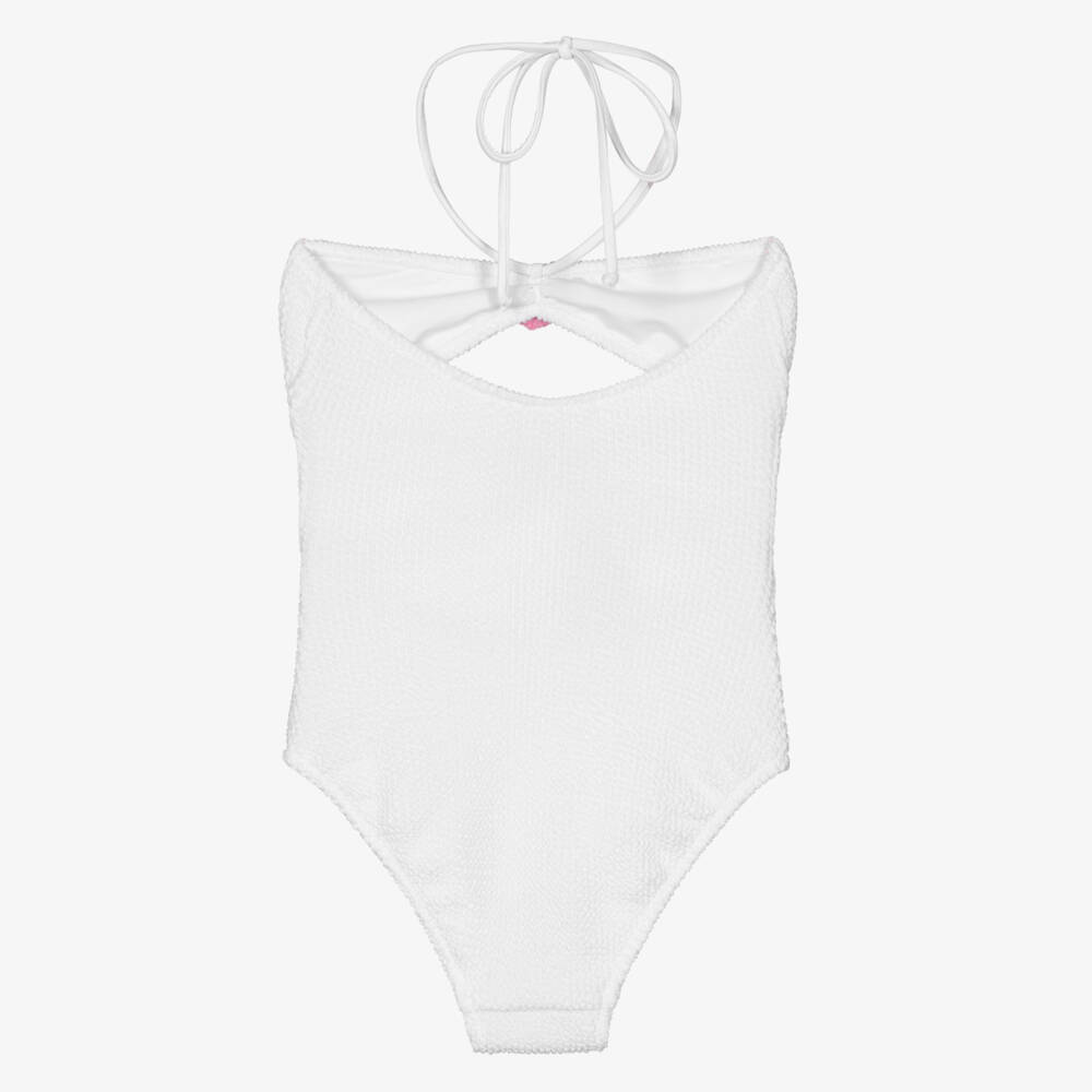 Nessi Byrd-مايوه كرينكل مزين بقلوب لون أبيض للبنات | Childrensalon