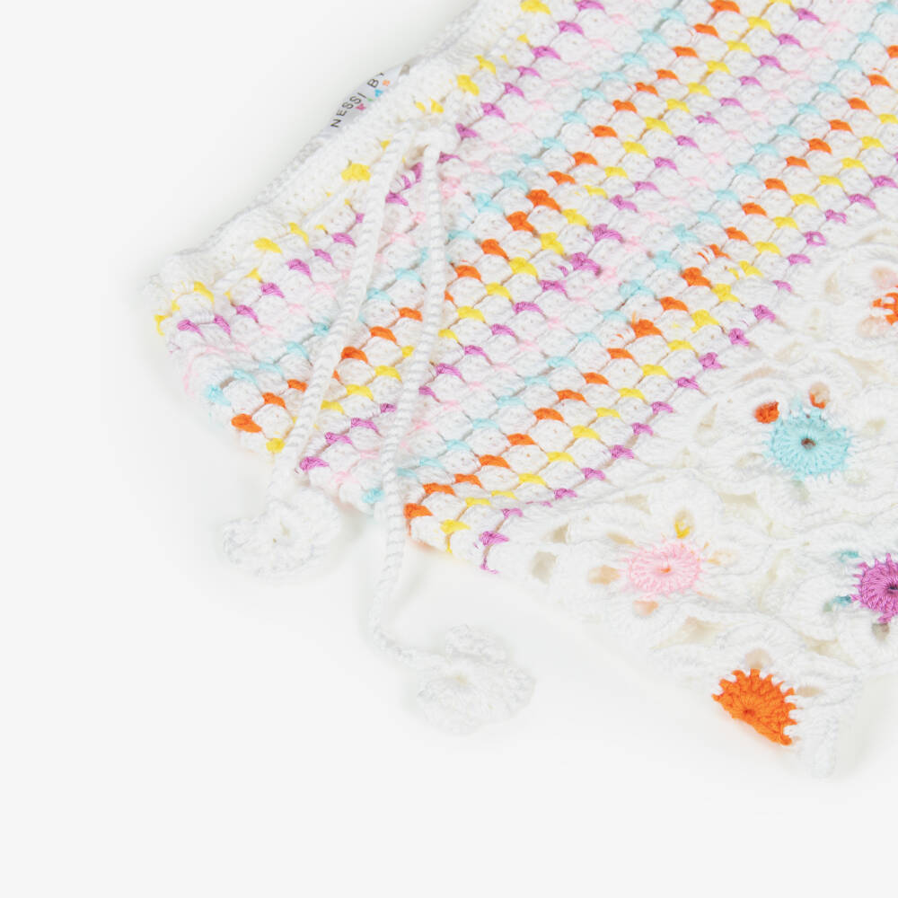 Nessi Byrd-Юбка пляжная белая вязаная с цветами для девочек | Childrensalon