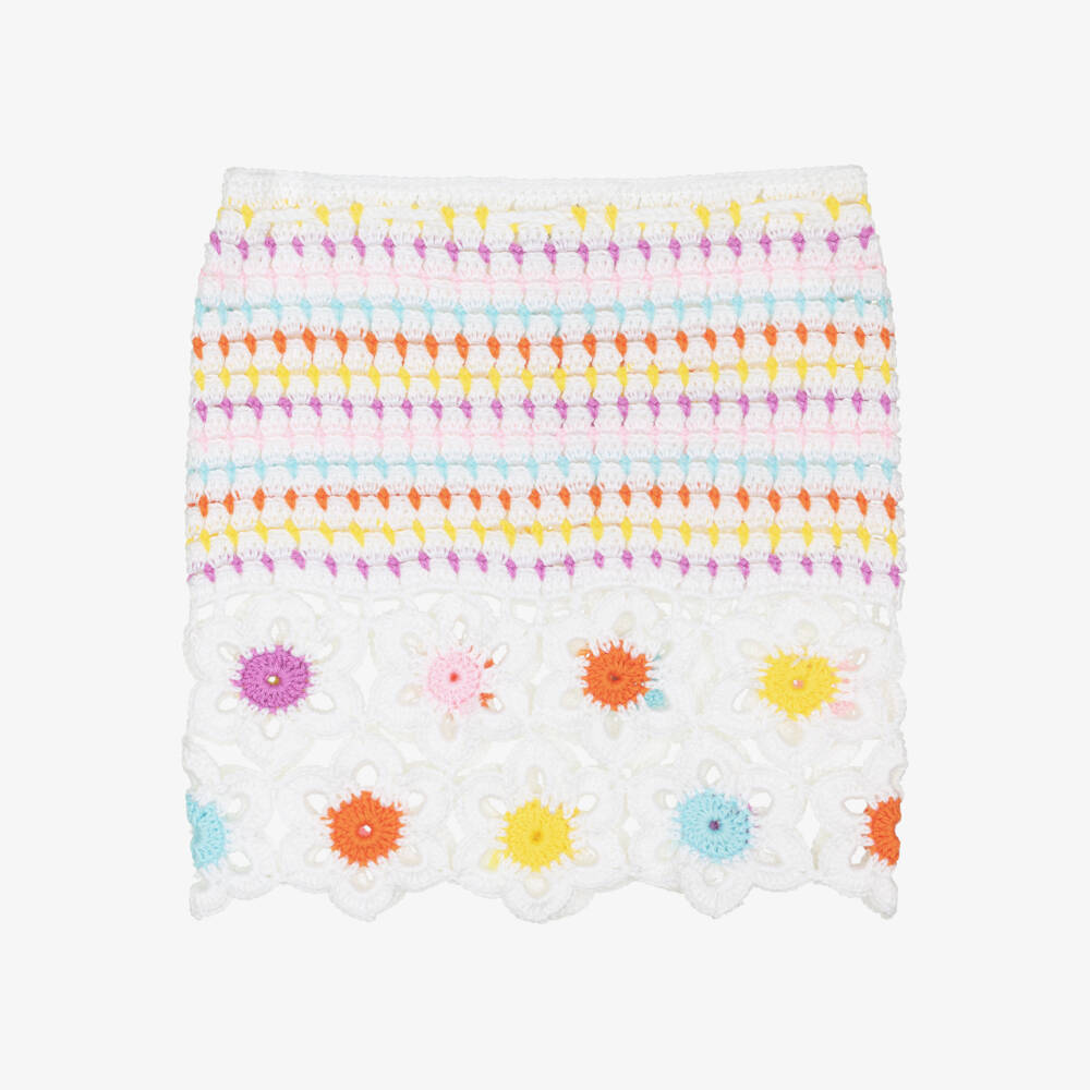 Nessi Byrd-Юбка пляжная белая вязаная с цветами для девочек | Childrensalon