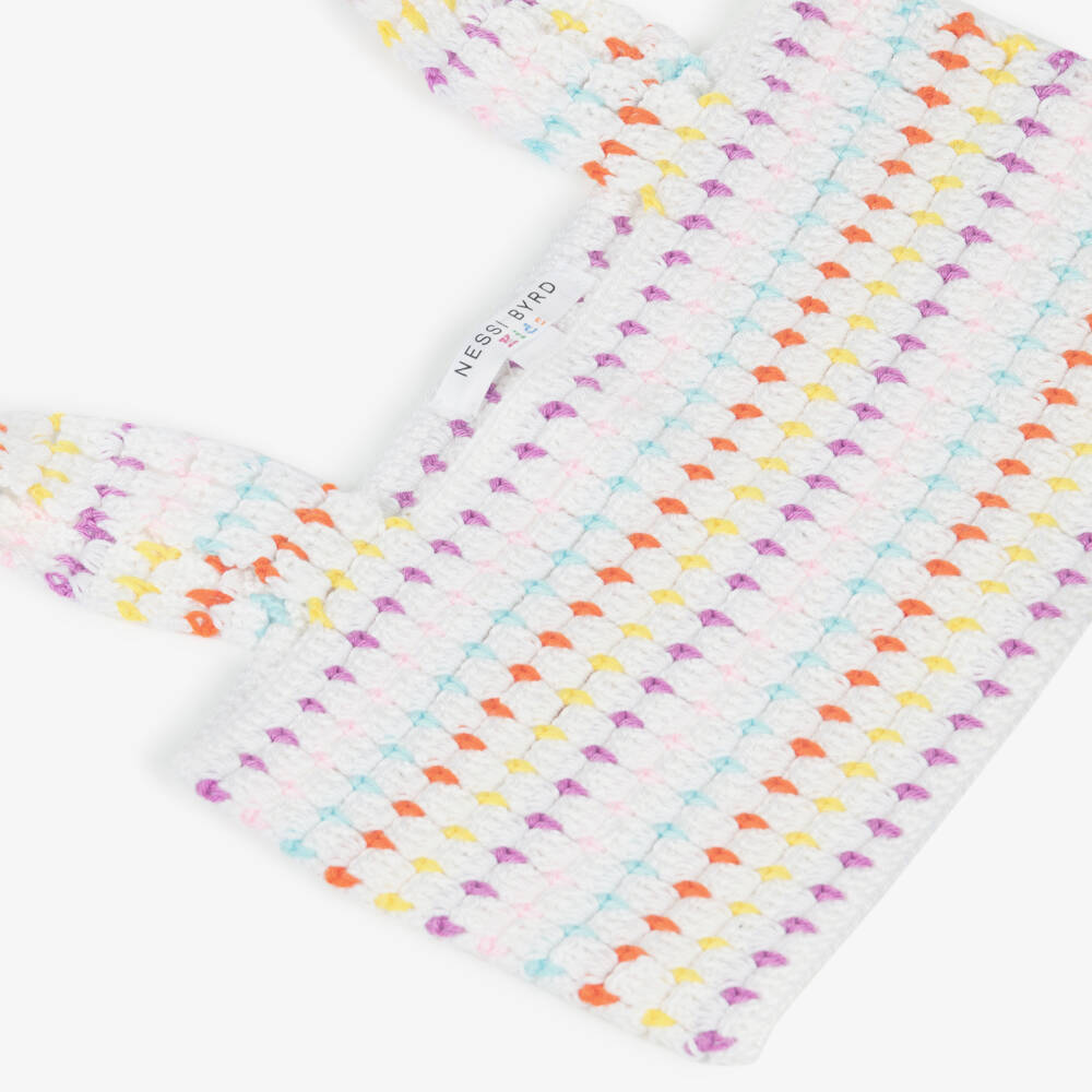 Nessi Byrd-توب قصير كروشيه لون أبيض وألوان قوس قزح للبنات | Childrensalon