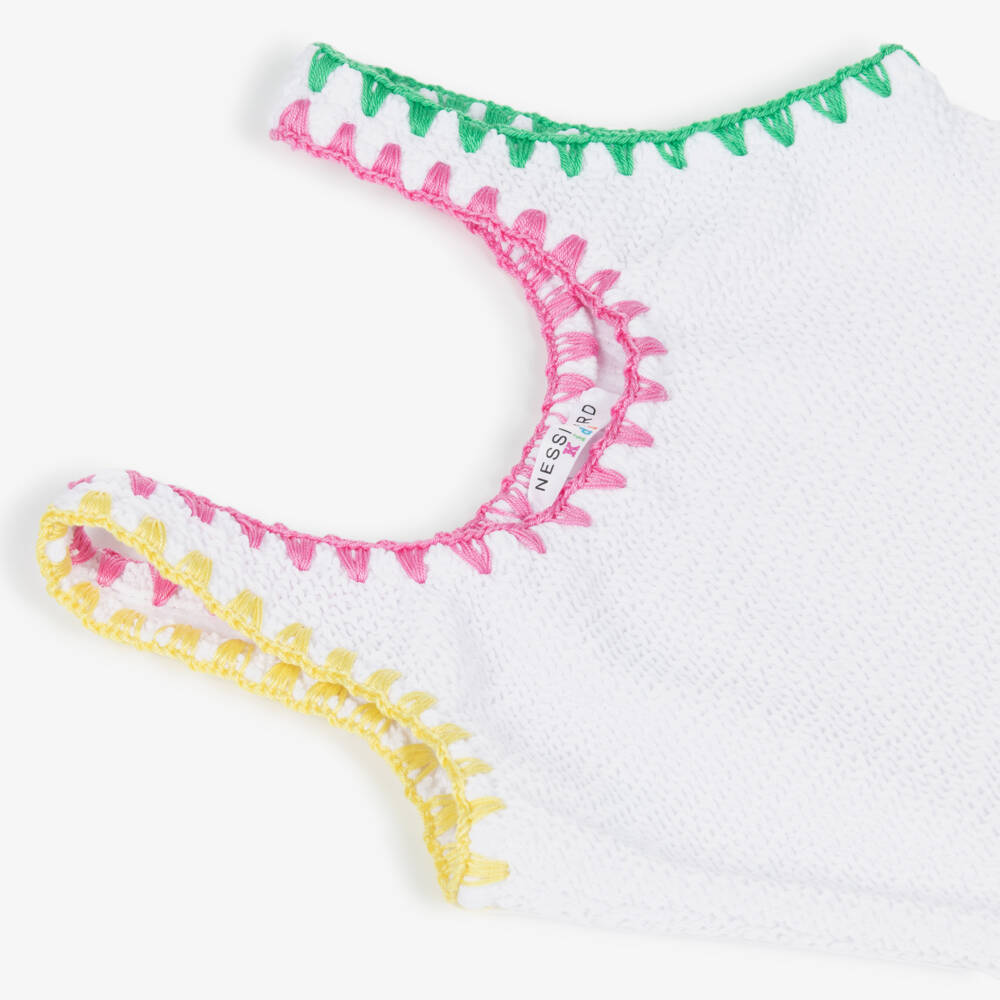 Nessi Byrd-Girls White Textured Jersey Beach Dress | Childrensalon