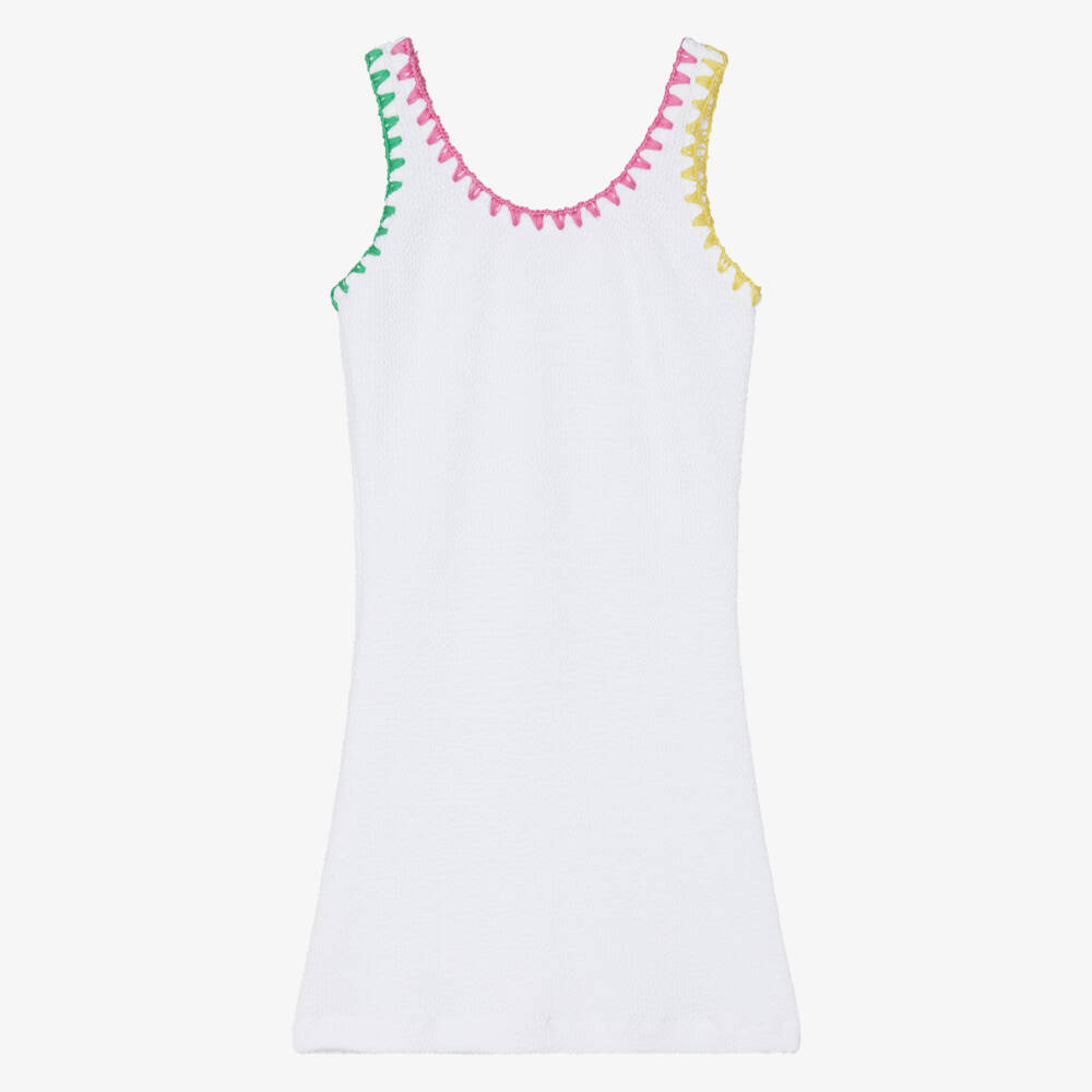 Nessi Byrd-Girls White Textured Jersey Beach Dress | Childrensalon