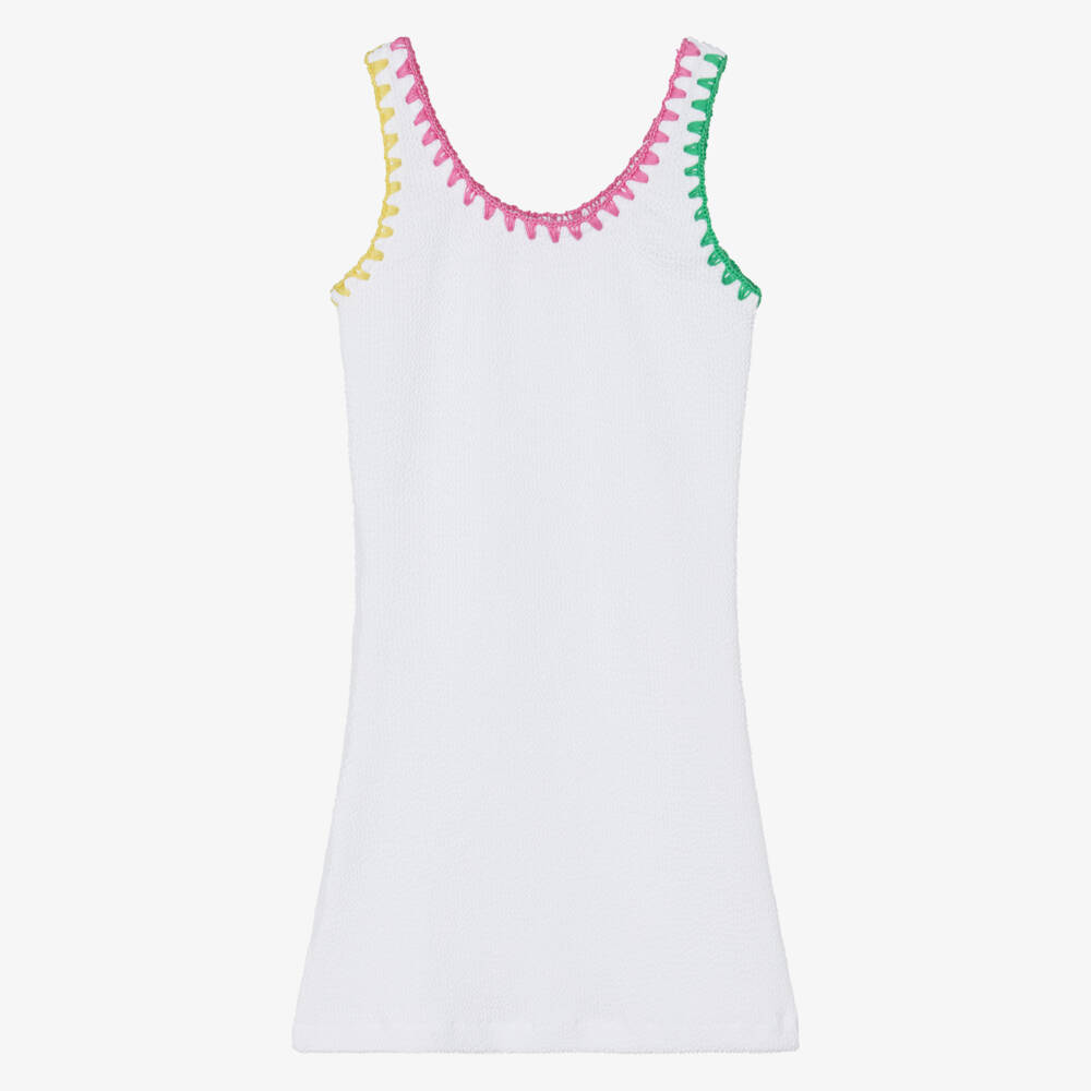 Nessi Byrd-Girls White Textured Jersey Beach Dress | Childrensalon