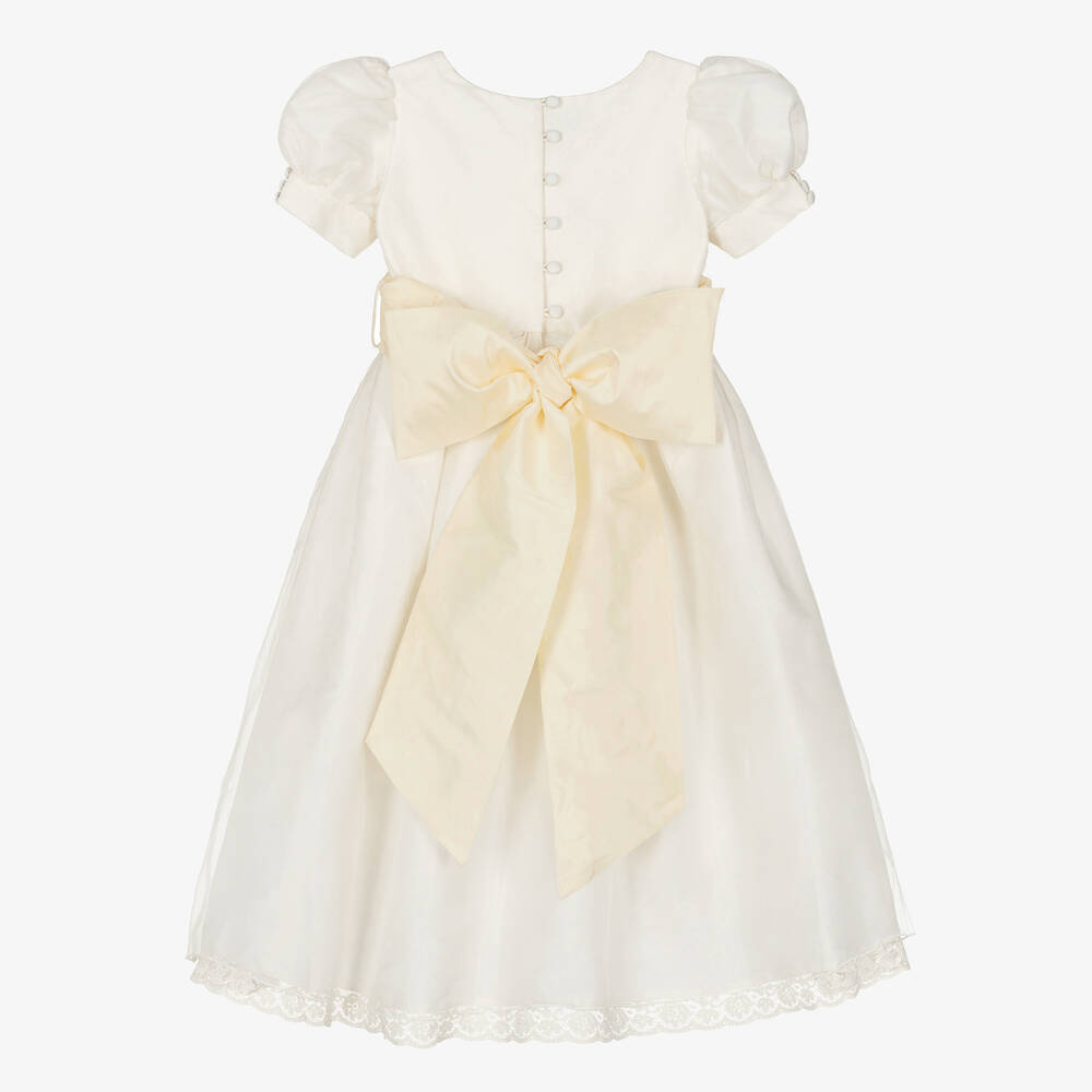 Nicki Macfarlane-Girls Ivory Silk & Organza Dress | Childrensalon