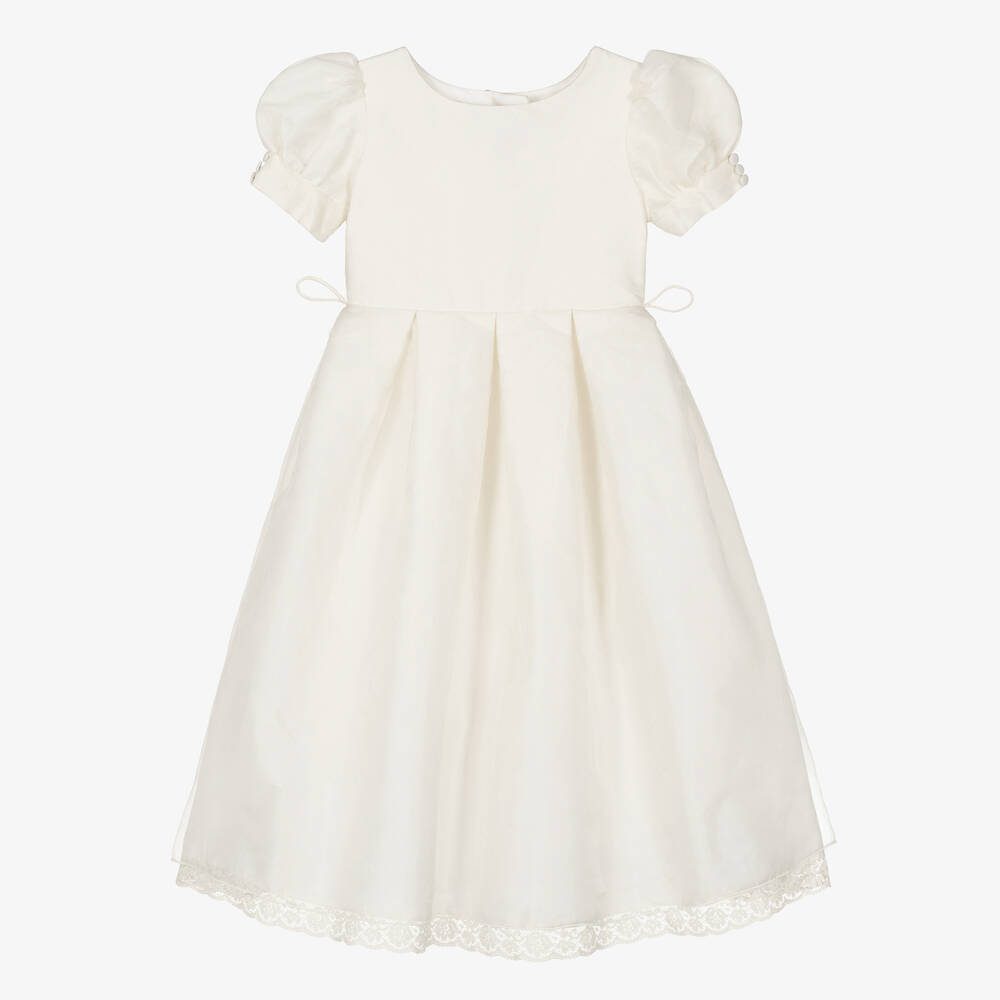 Nicki Macfarlane-Girls Ivory Silk & Organza Dress | Childrensalon