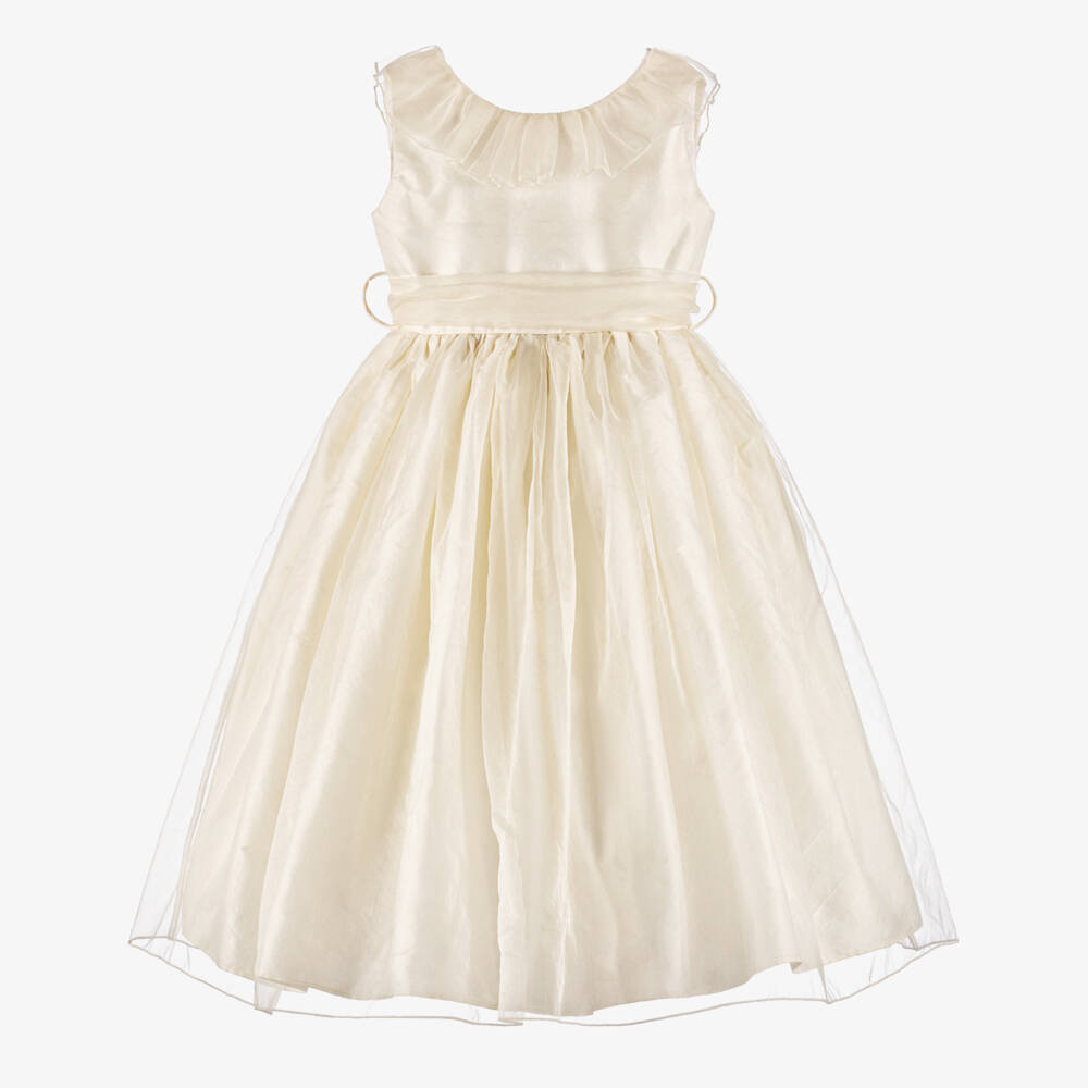 Nicki Macfarlane-Girls Ivory Silk Organza Dress | Childrensalon