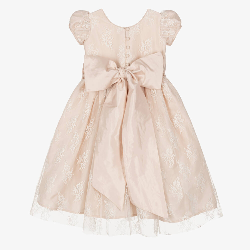 Nicki Macfarlane-Girls Pale Pink Taffeta & Lace Dress | Childrensalon