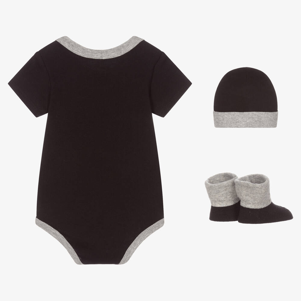 Nike-Baby Boys Black Cotton Bodyvest Set | Childrensalon