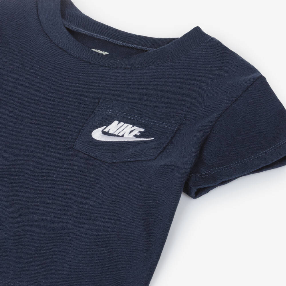 Nike-Baby Boys Blue & Beige Cotton Jersey Shorts Set | Childrensalon