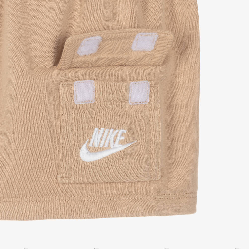 Nike-Baby Boys Blue & Beige Cotton Jersey Shorts Set | Childrensalon