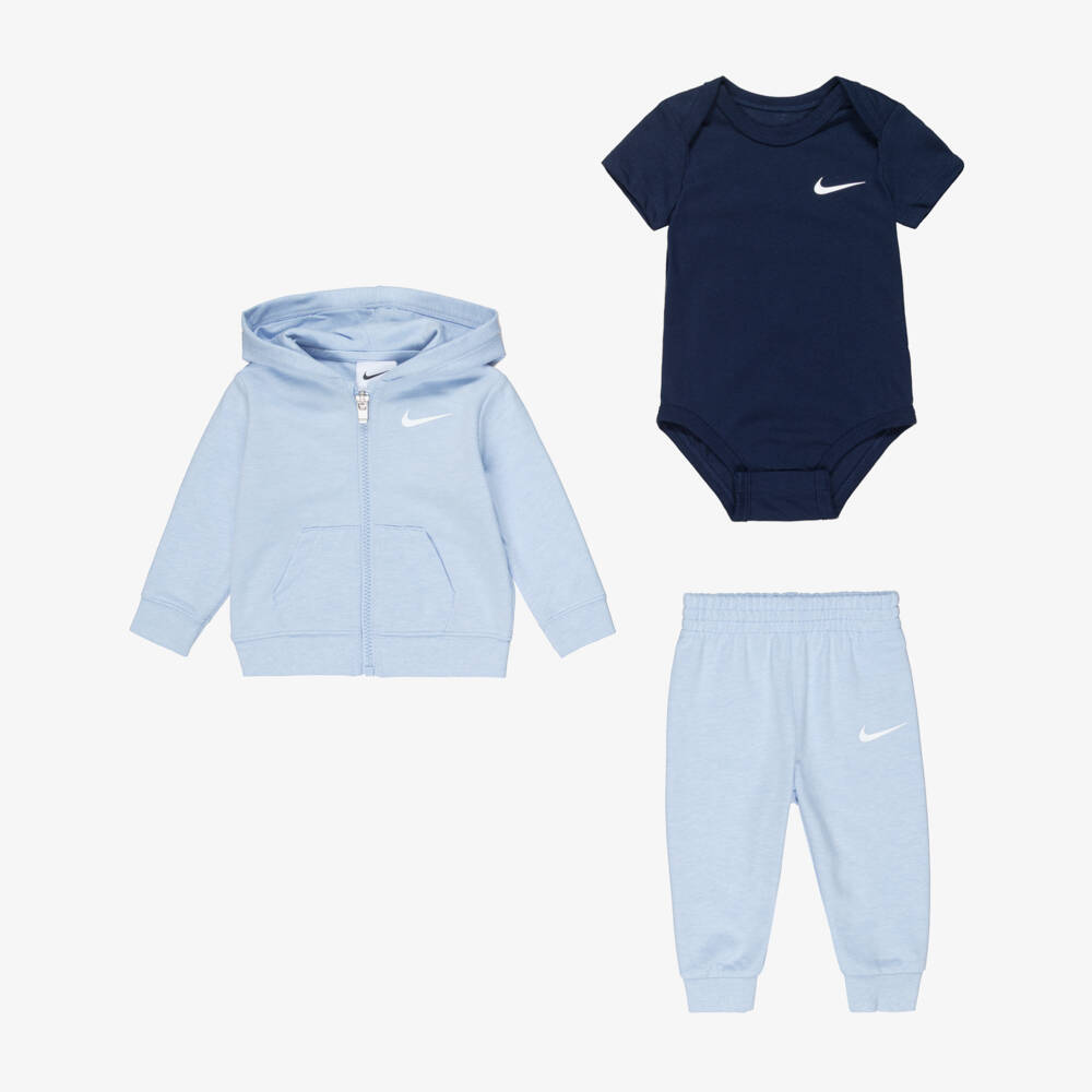 Nike-Baby Boys Blue Jersey Swoosh Logo Tracksuit Set | Childrensalon