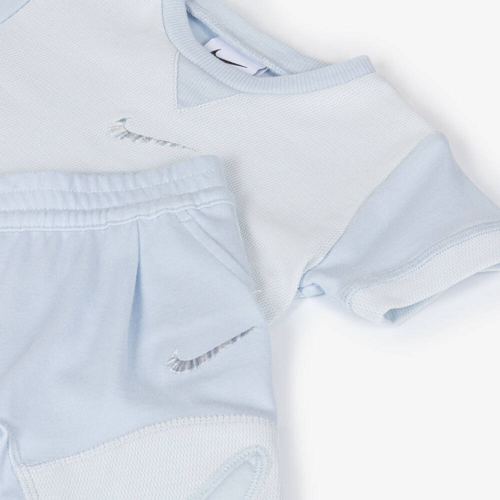 Nike-Baby Boys Pale Blue Jersey Swoosh Logo Trouser Set | Childrensalon