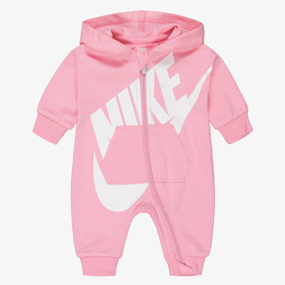 Nike-Baby Girls Pink Cotton Romper  | Childrensalon