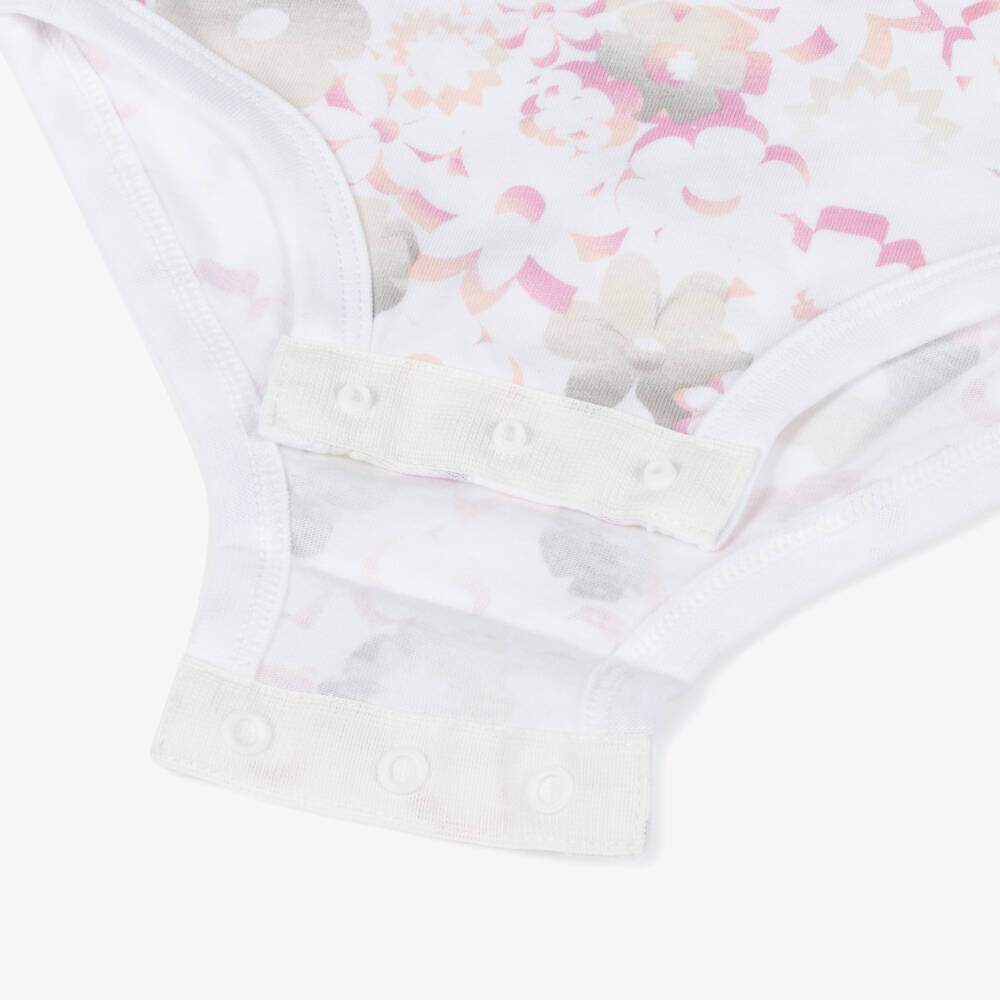 Nike-Baby Girls Pink Cotton Swoosh Logo Floral Leggings Set | Childrensalon