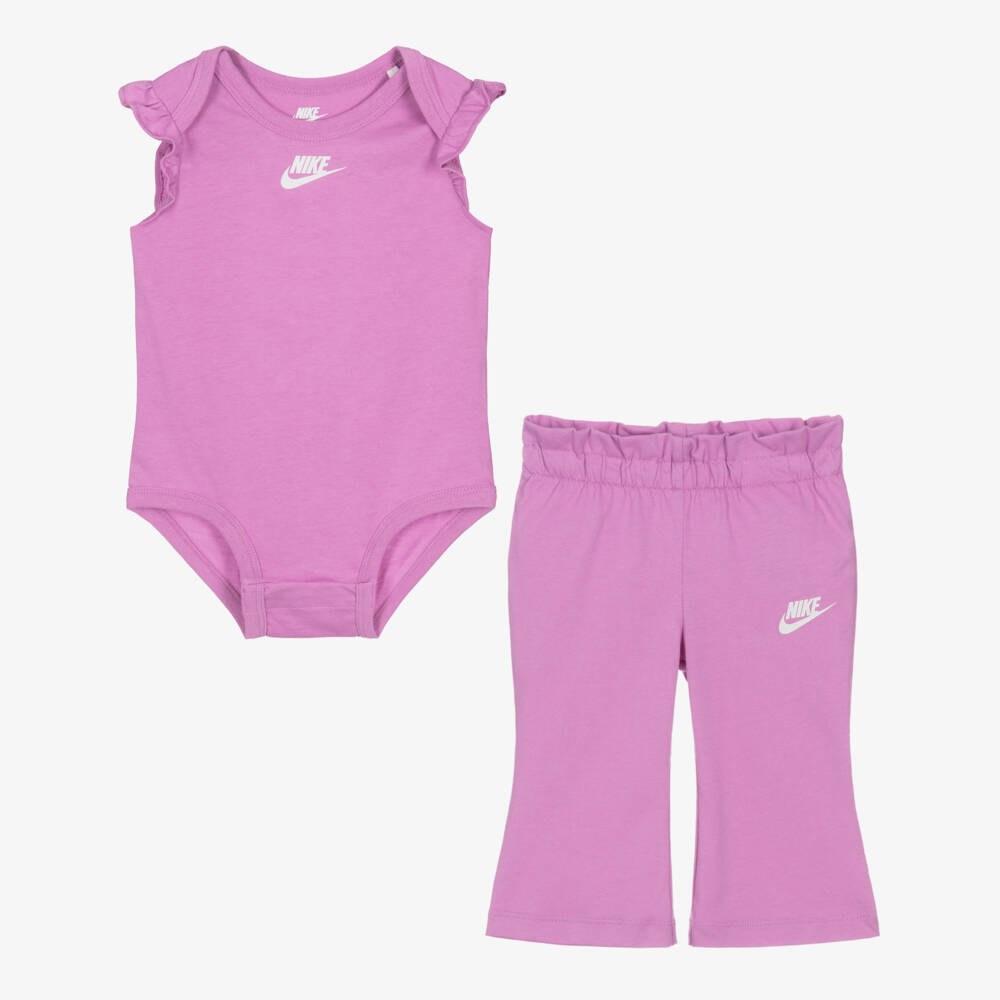 Nike-طقم أفارول بشعار سووش لون بنفسجي للبنات الرضع | Childrensalon
