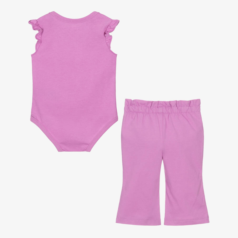 Nike-Baby Girls Purple Babysuit Set with Swoosh Logo | Childrensalon