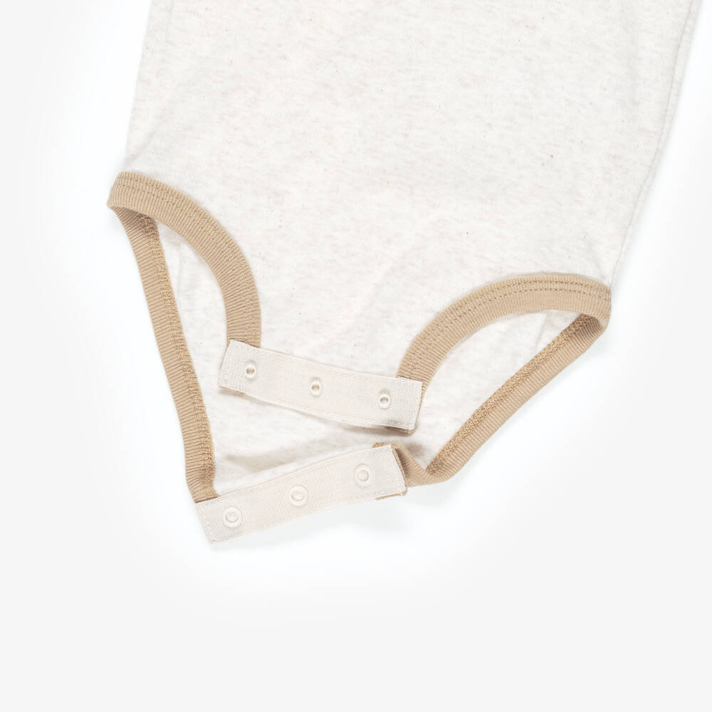 Nike-Beige Cotton Jersey Babysuit Set with Swoosh Logos | Childrensalon