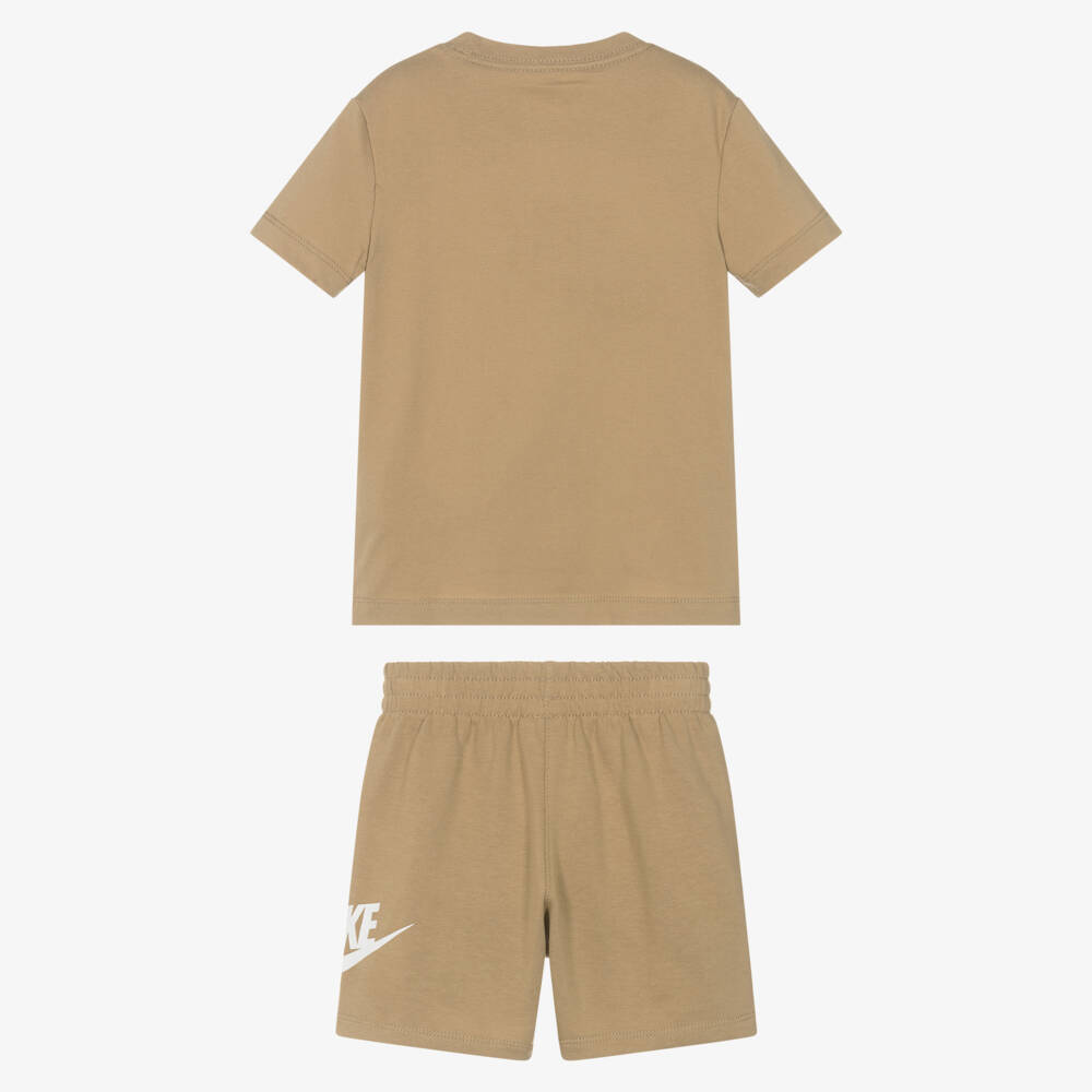 Nike-طقم شورت قطن لون بيج  | Childrensalon