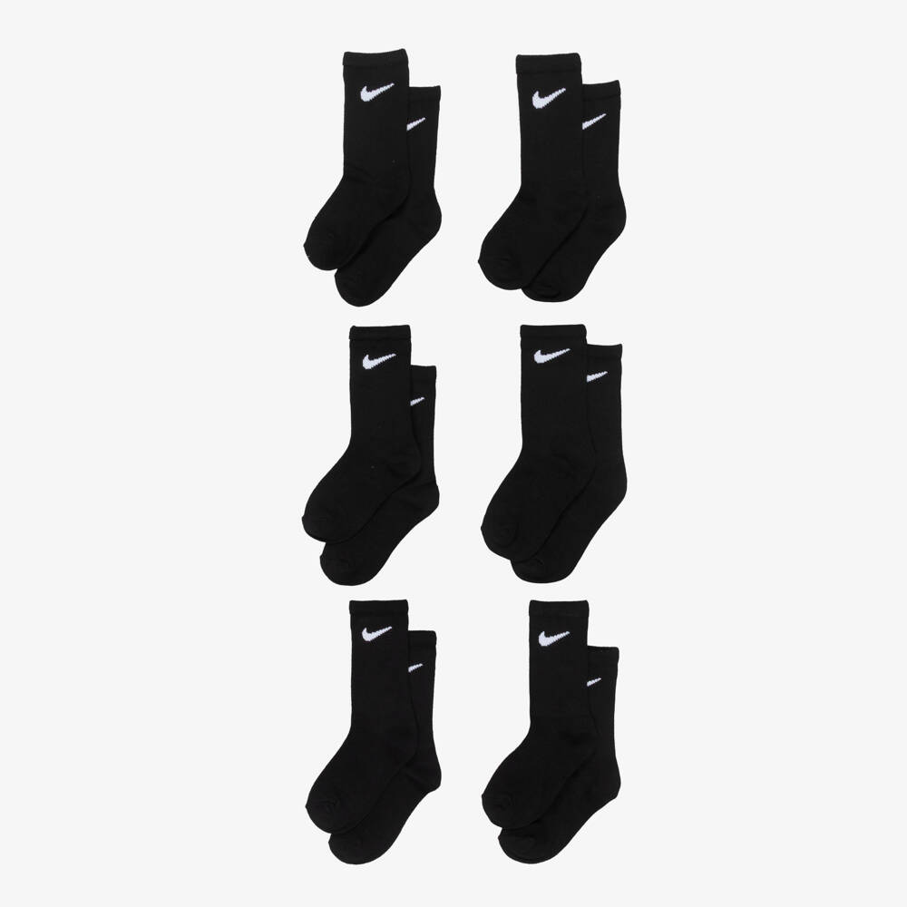 Nike-جوارب قطن جيرسي لون أسود (عدد 6) | Childrensalon