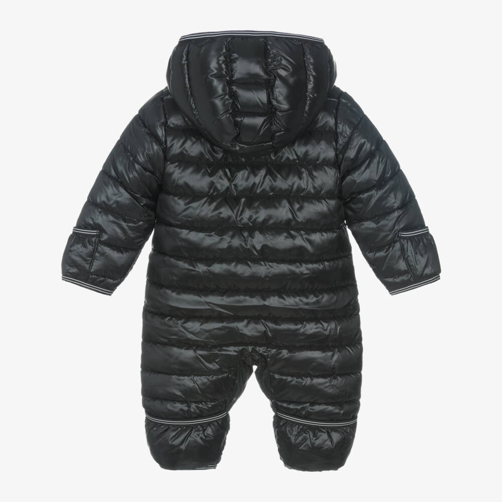 Nike-Black Swoosh Logo Padded Baby Snowsuit | Childrensalon
