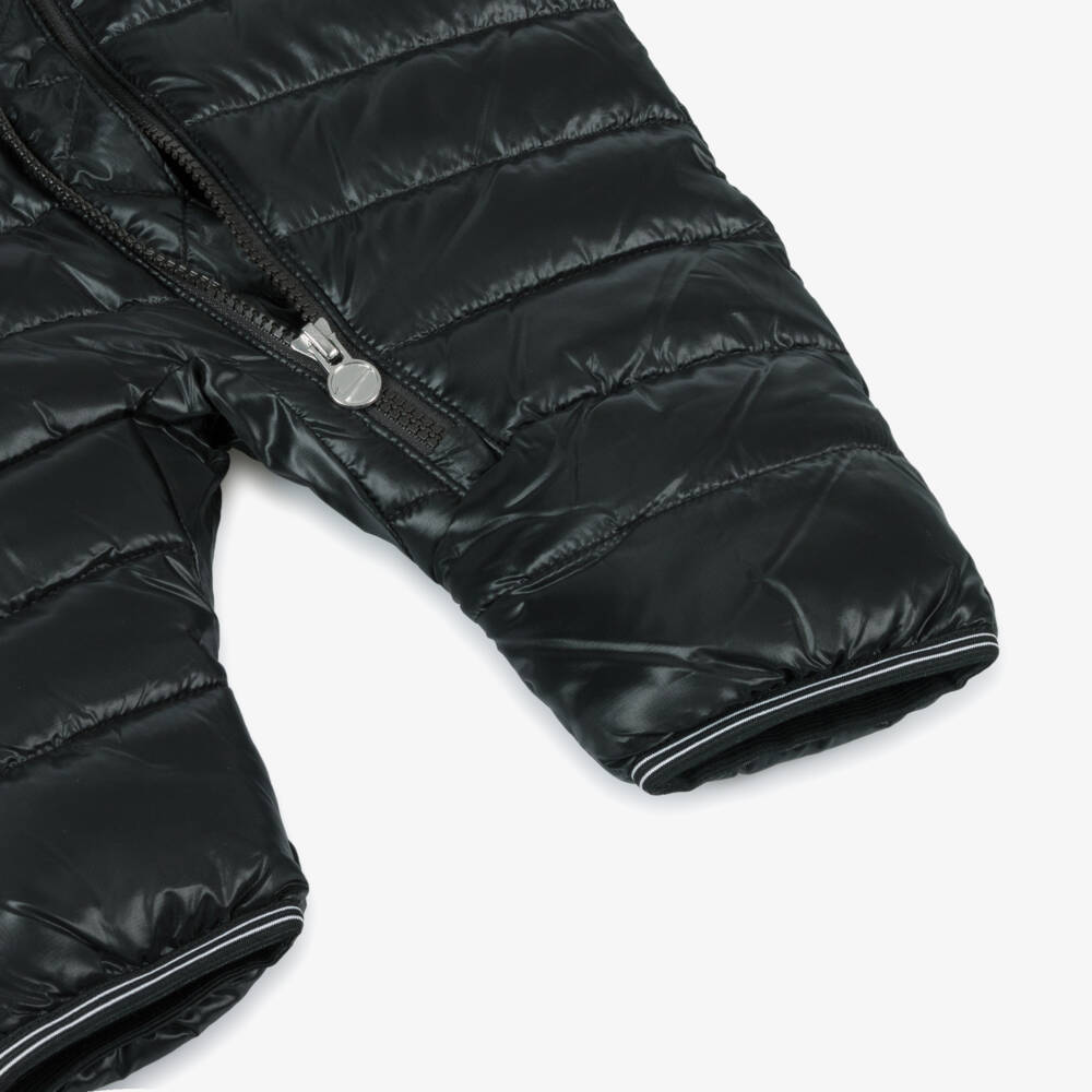 Nike-Black Swoosh Logo Padded Baby Snowsuit | Childrensalon