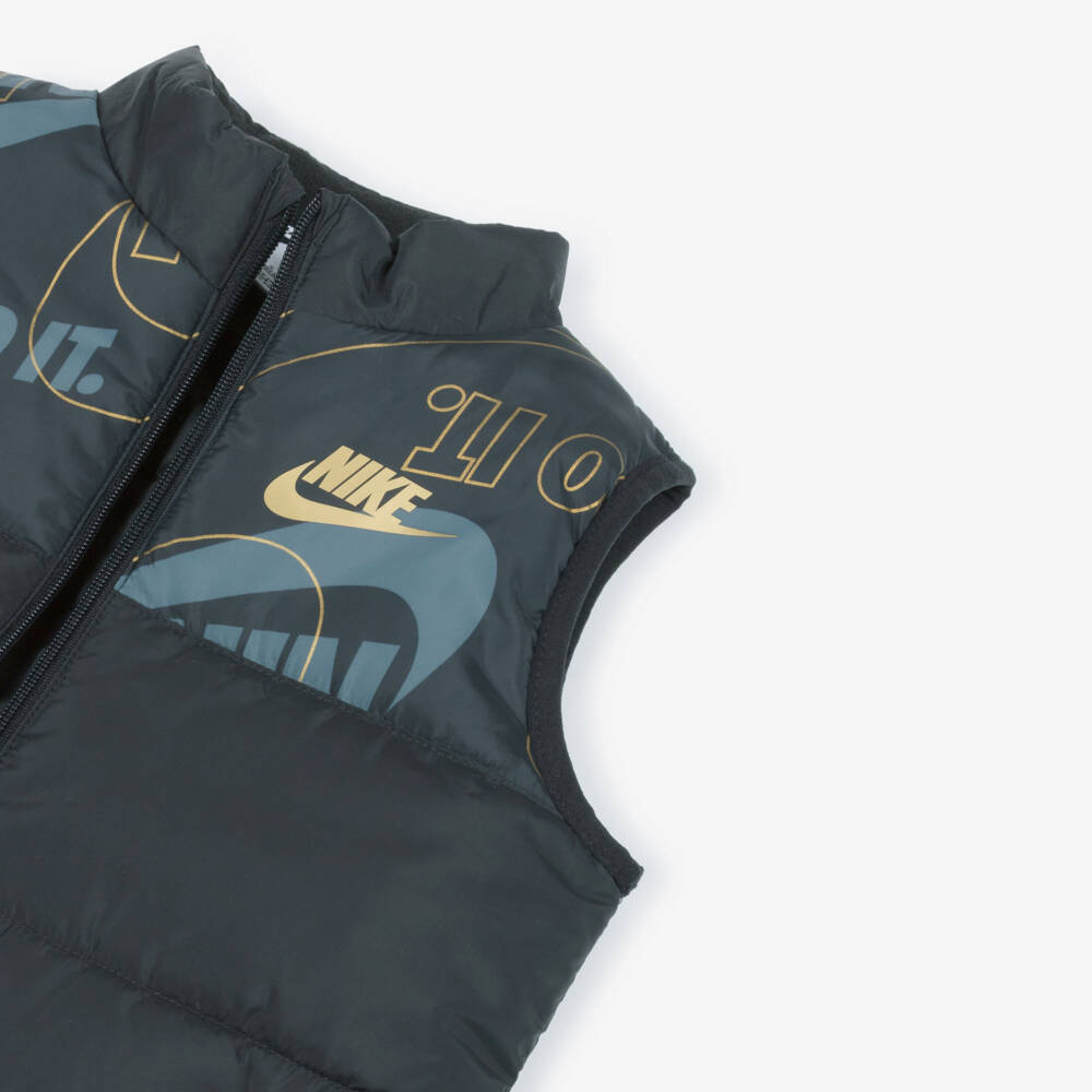 Nike-Black & White Swoosh Logo Gilet & Trouser Set  | Childrensalon