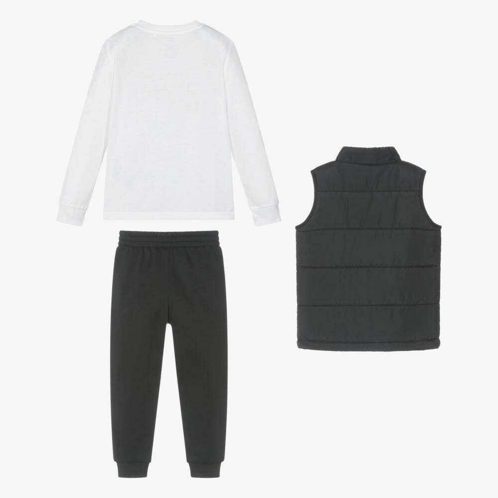 Nike-Black & White Swoosh Logo Gilet & Trouser Set  | Childrensalon