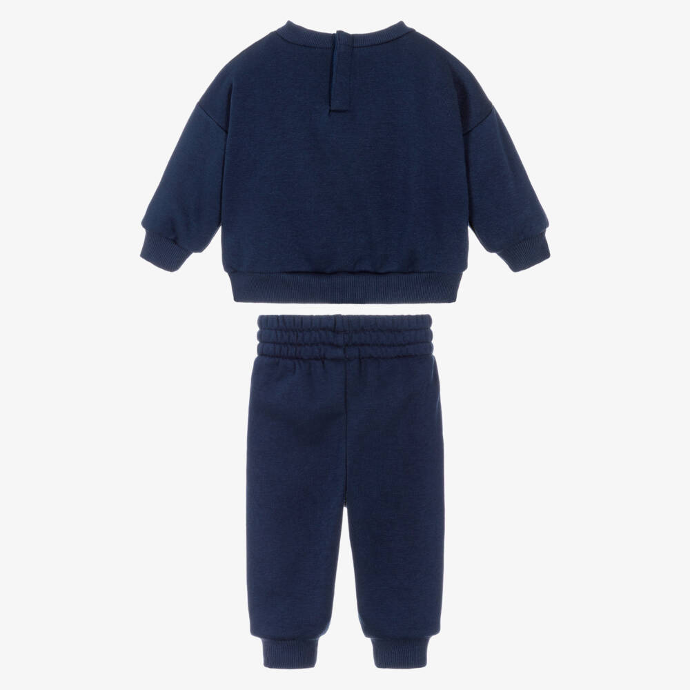 Nike-Blue Cotton Baby Tracksuit with Embroidered Swoosh Logo | Childrensalon