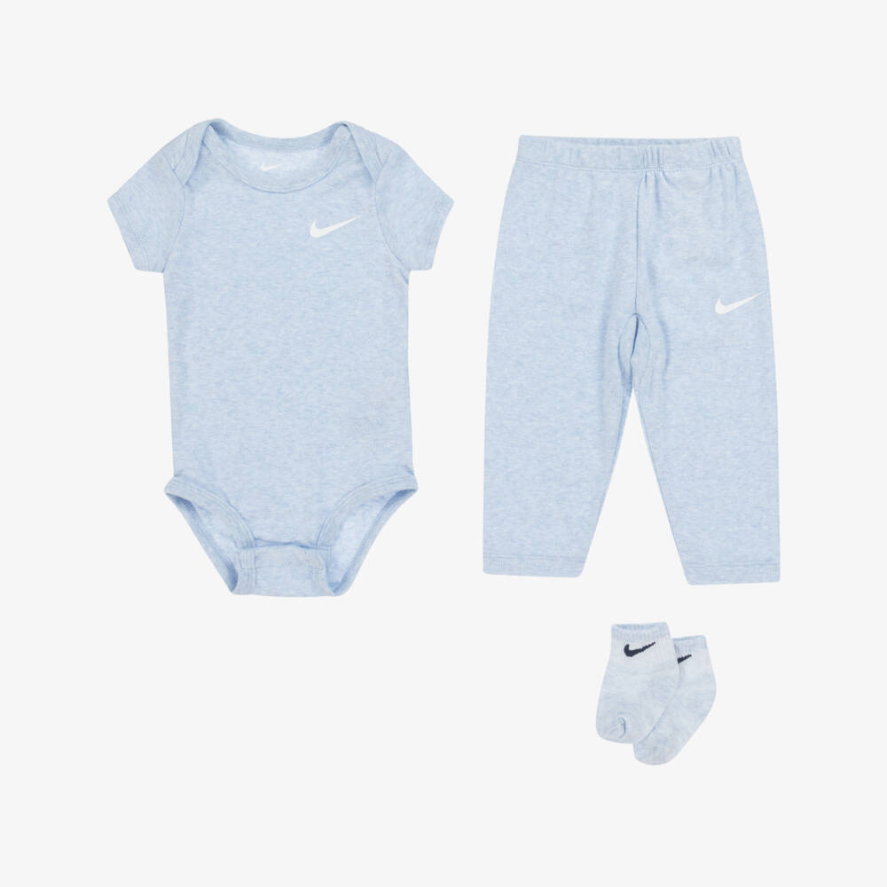 Nike-Blue Jersey Knit Babysuit Set | Childrensalon