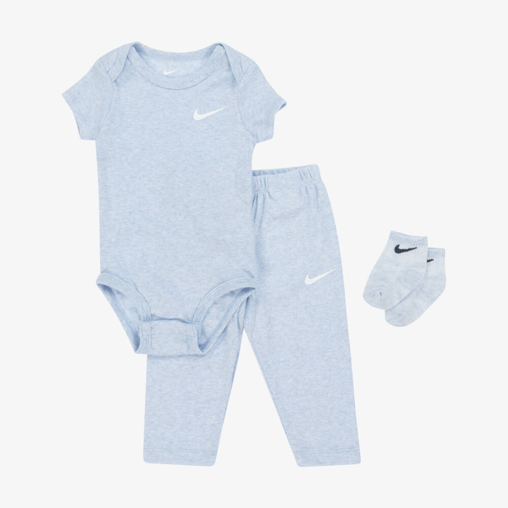 Nike-Blue Jersey Knit Babysuit Set | Childrensalon