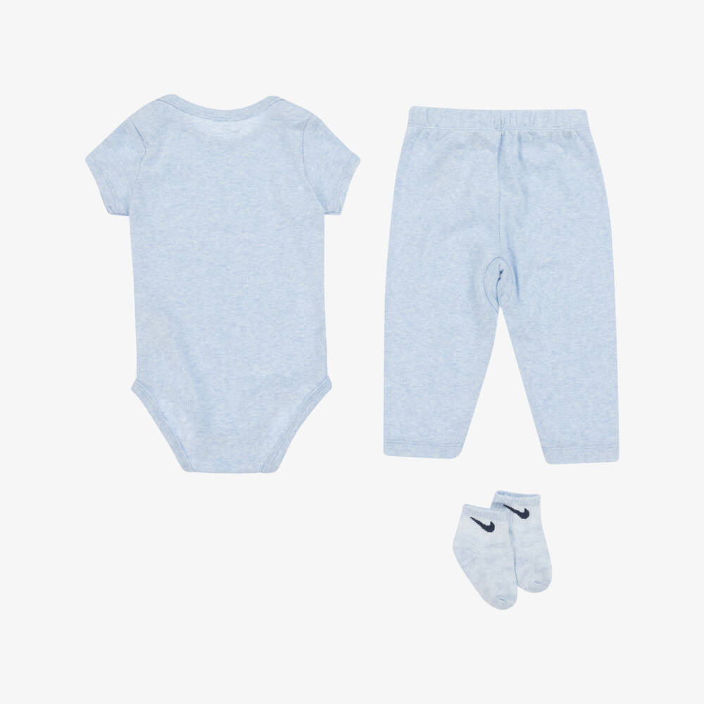 Nike-Blue Jersey Knit Babysuit Set | Childrensalon