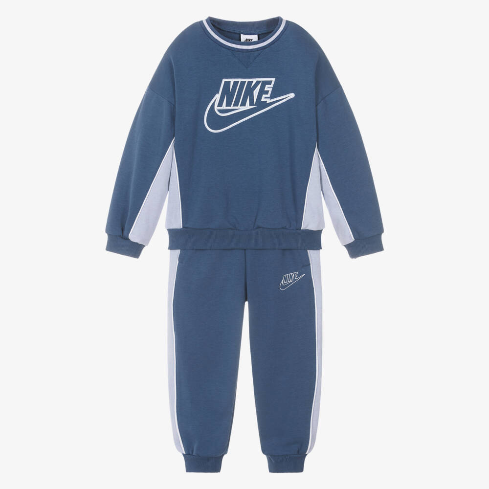 Nike-Blue Jersey Tracksuit with Swoosh Logo | Childrensalon