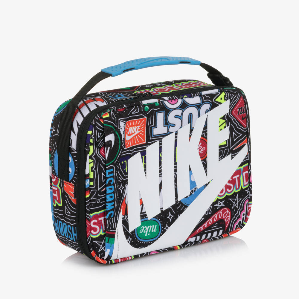 Nike-Blue Lunch Bag with Multi Coloured Doodle Print (26cm) | Childrensalon