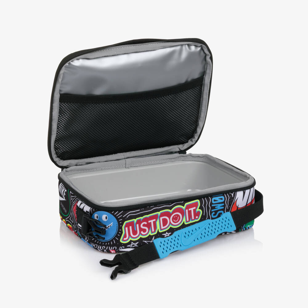 Nike-Blue Lunch Bag with Multi Coloured Doodle Print (26cm) | Childrensalon