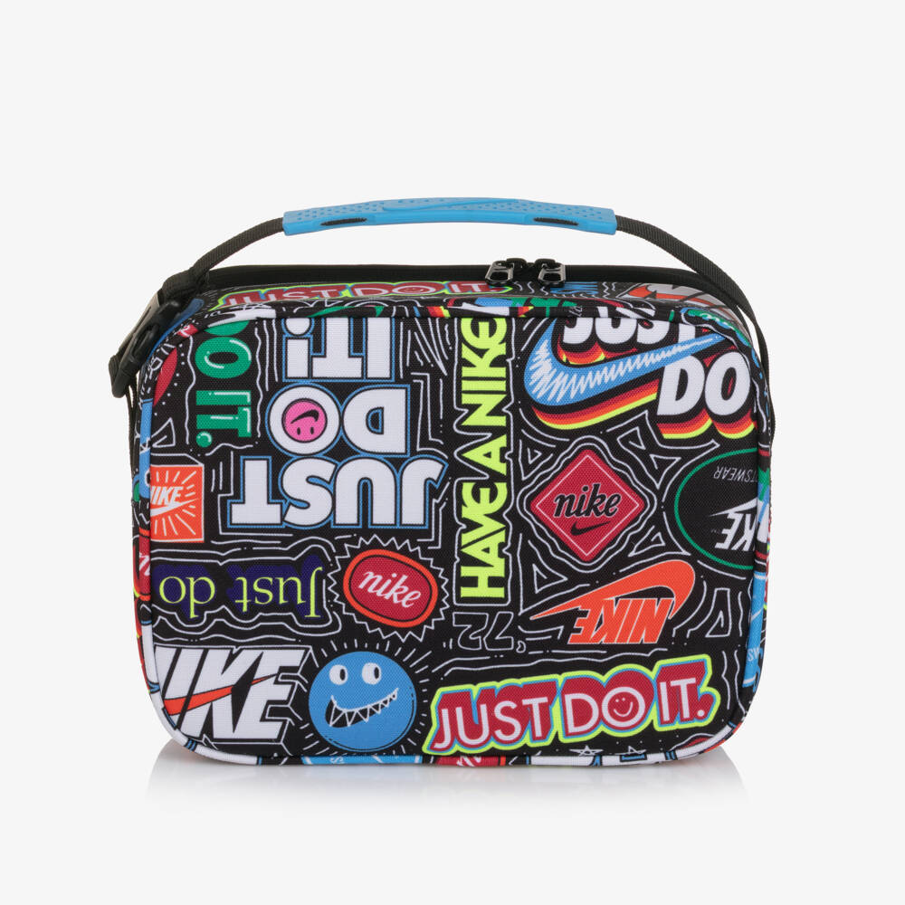 Nike-Blue Lunch Bag with Multi Coloured Doodle Print (26cm) | Childrensalon