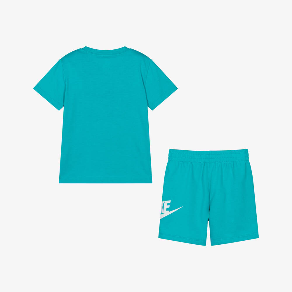 Nike-Blue Swoosh Logo Cotton Shorts Set | Childrensalon