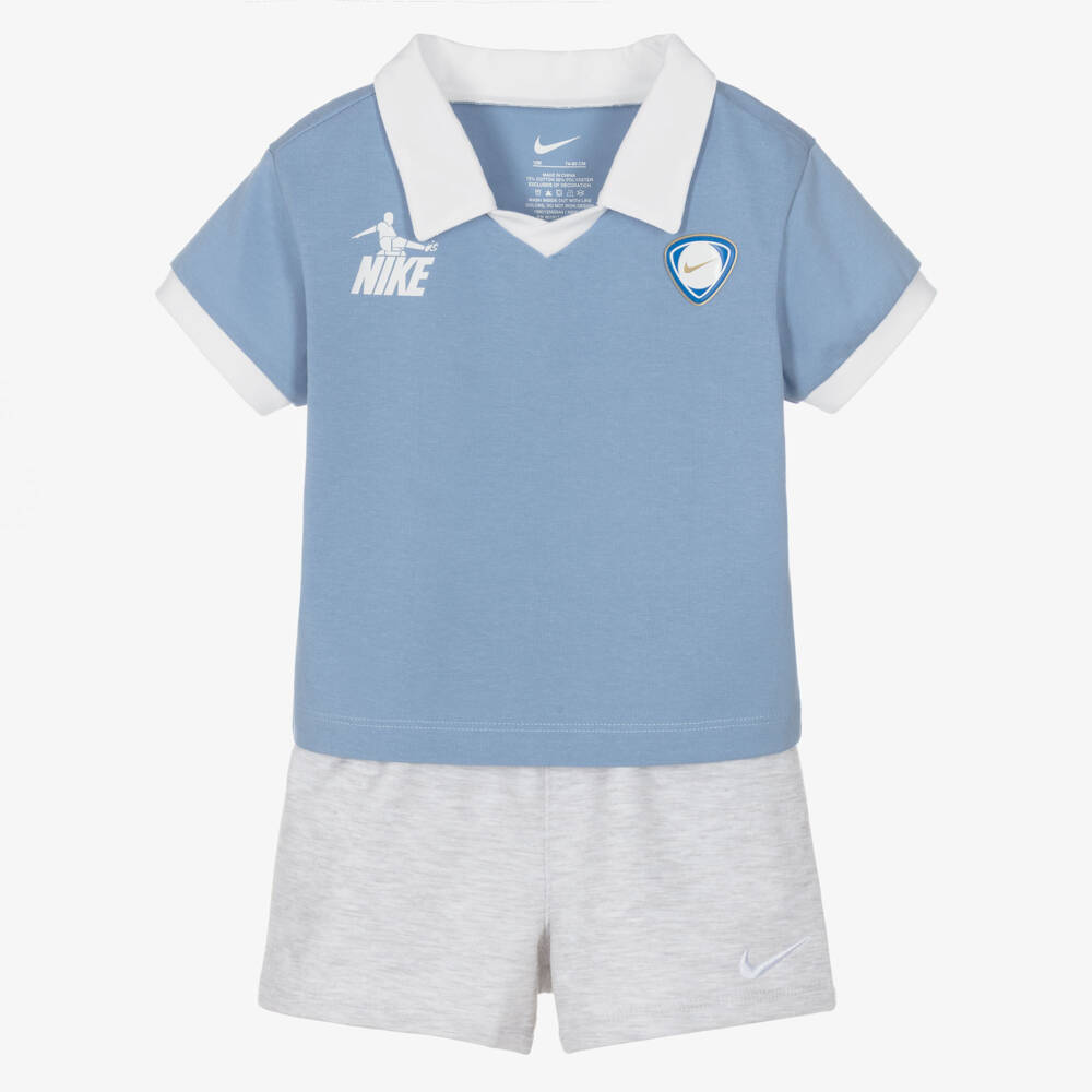 Nike-Boy Blue & Grey Goal Mode Shorts Set | Childrensalon